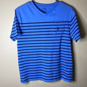 Ralph Lauren T-Shirt V neck Blue/Navy stripes